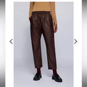 Boss Hugo Boss faux Leather Tajogy high rise pants dark brown
